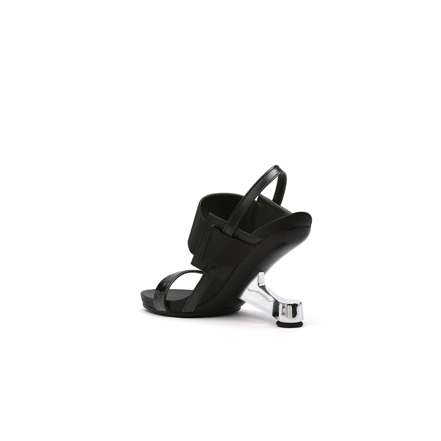 artistic glow ankle strap pivot heel sandals all black 4
