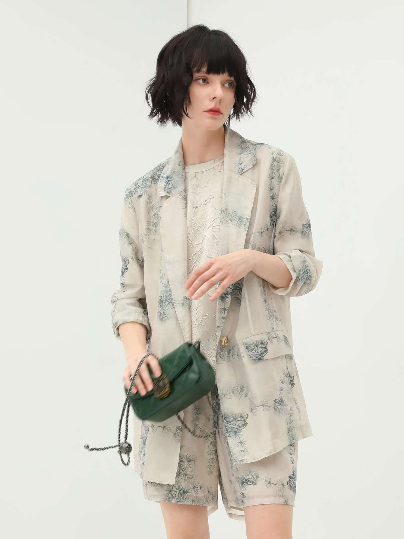 artistic green print blazer all green 2