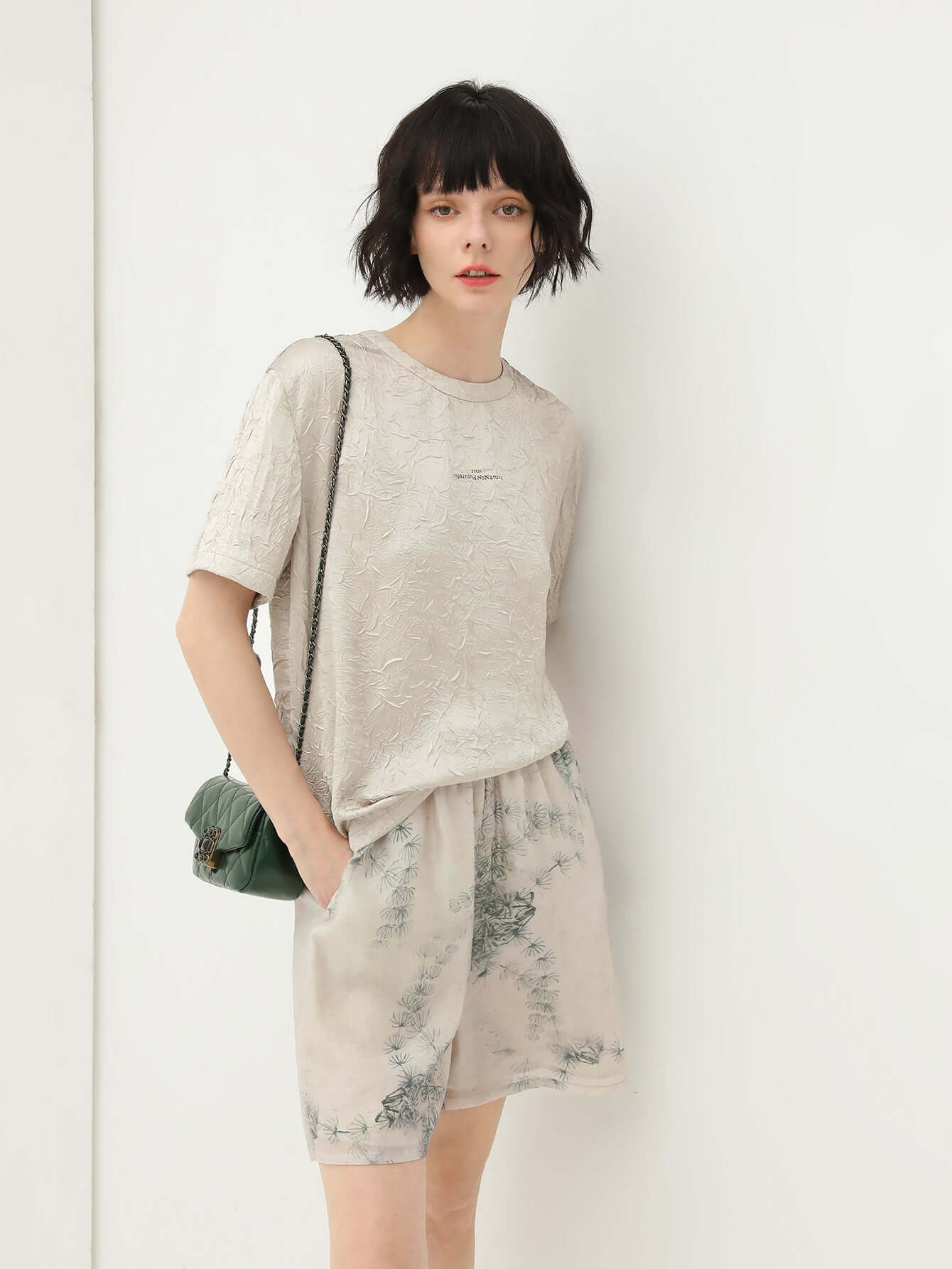 artistic green printed shorts all green 3