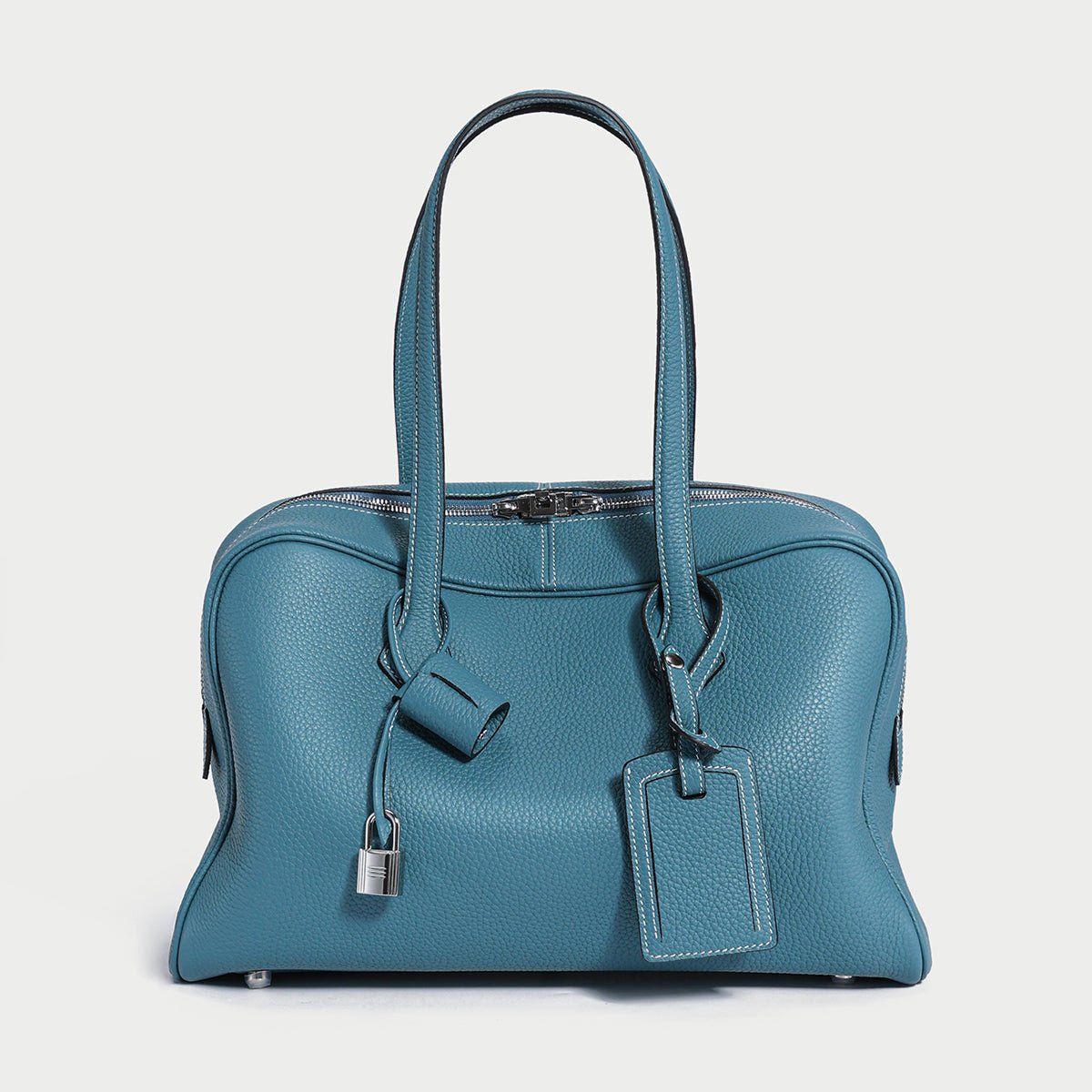 Aspen Top Handle Bag – Structured TC Calfskin Leather Bowling Bag with Padlock Charm