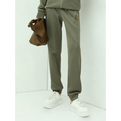 Athletic Green Sweater Pants with Zip Pocket Details