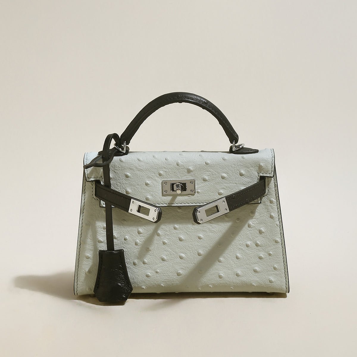 Aurelia Exotic-Embossed Leather Top Handle Bag – Structured Mini Satchel with Crossbody Strap