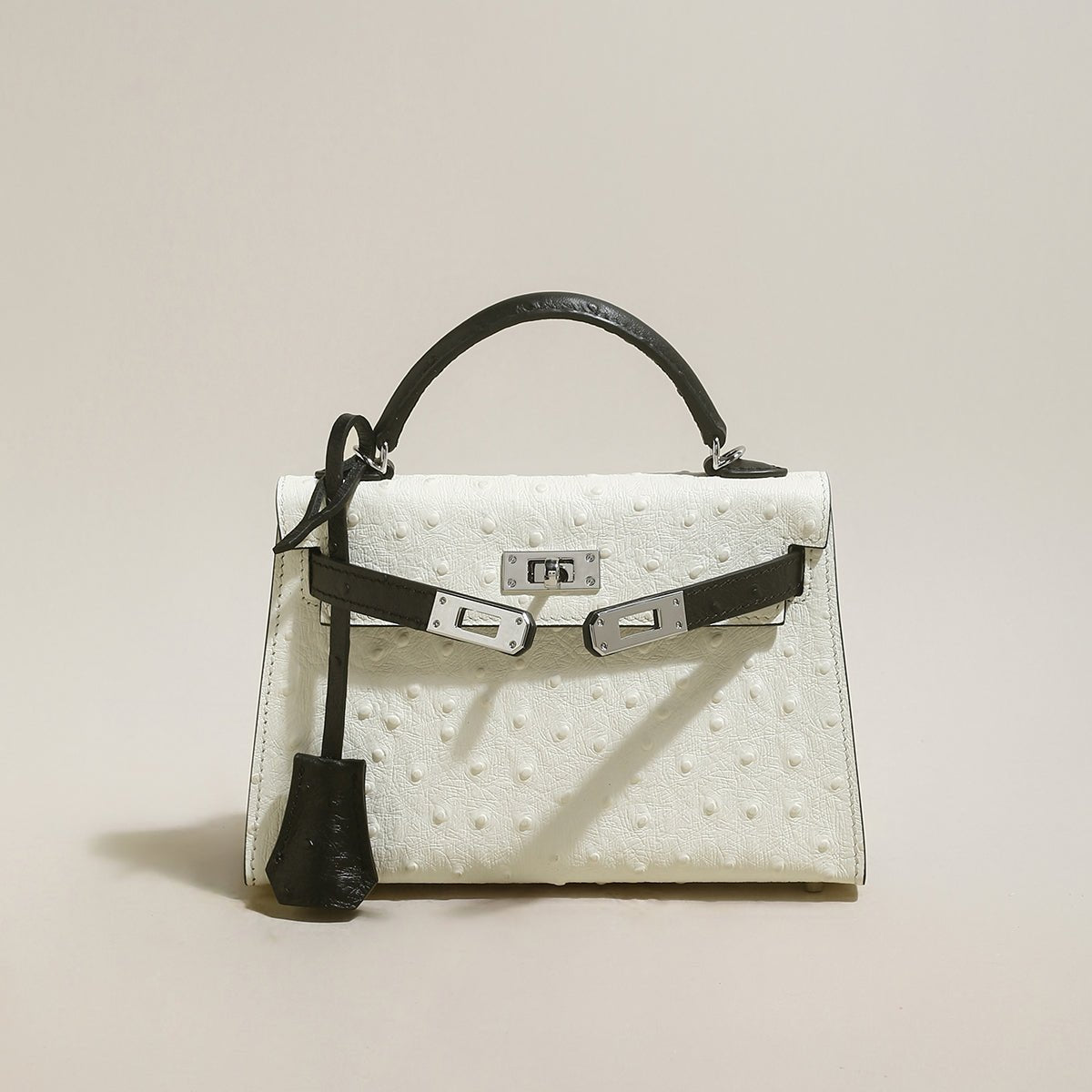 Aurelia Exotic-Embossed Leather Top Handle Bag – Structured Mini Satchel with Crossbody Strap
