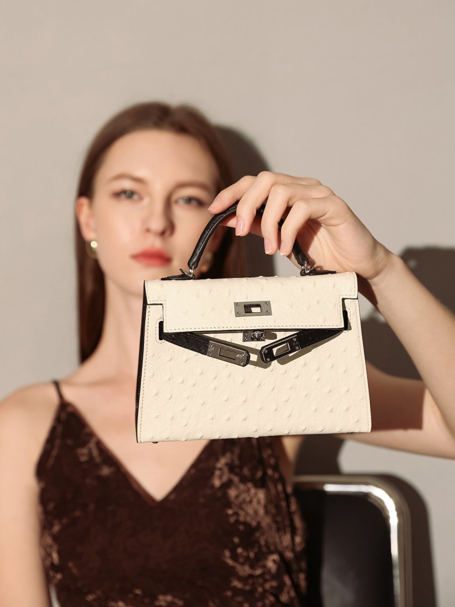 Aurelia Exotic-Embossed Leather Top Handle Bag – Structured Mini Satchel with Crossbody Strap