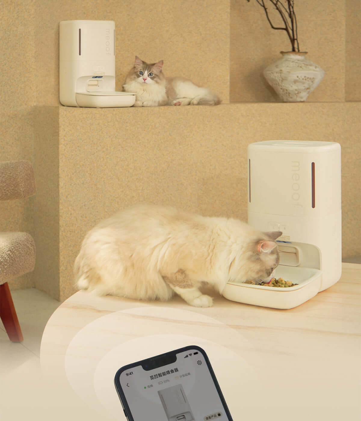 automatic smart pet feeder cream 4