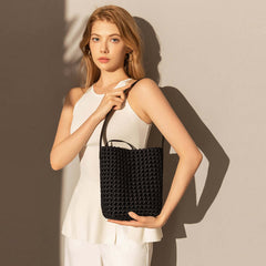 Avant-Garde Black Woven Tote Bag