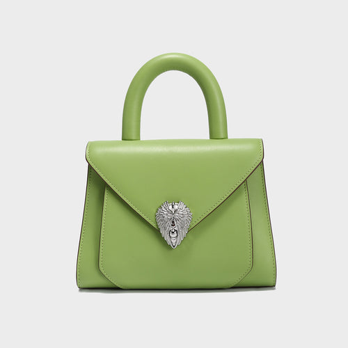 Check Avant Garde Silver Chain Strap Leather Satchel