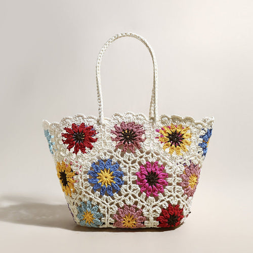 Beach Floral Crochet Tote Bag - 0cm
