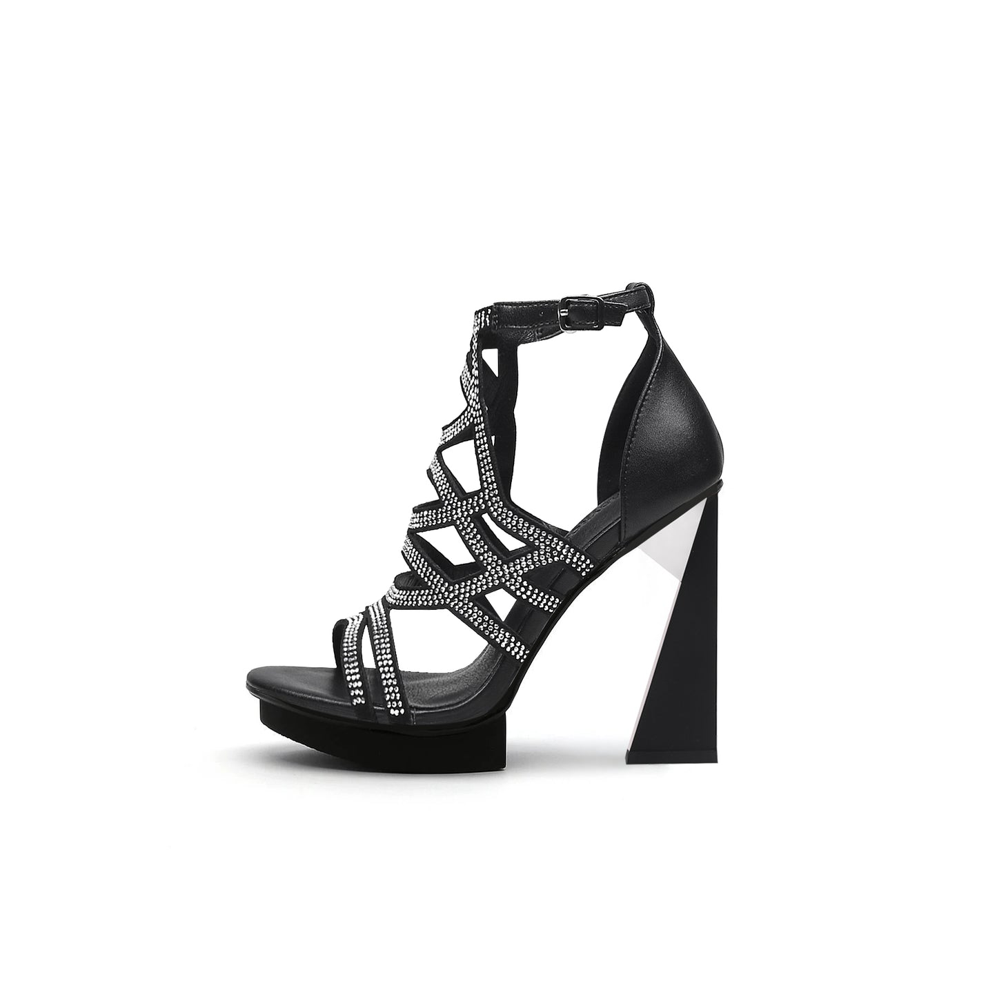 beaded strappy skyline high heels all black 1