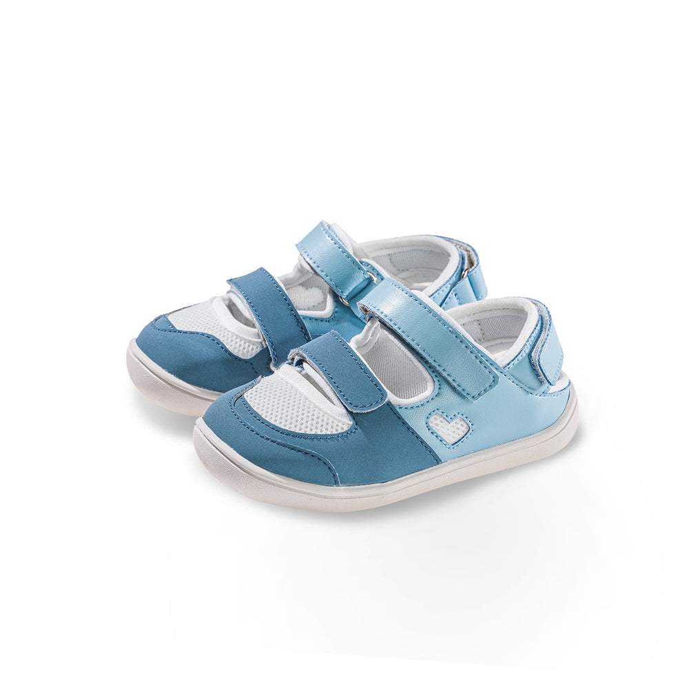 beaming baby soft sole double velcro strap walking shoes all blue 2