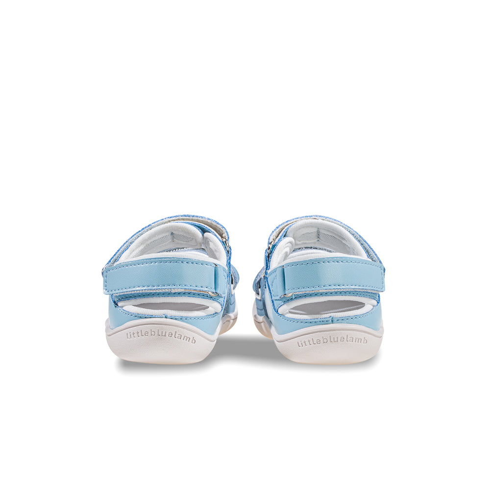 beaming baby soft sole double velcro strap walking shoes all blue 3