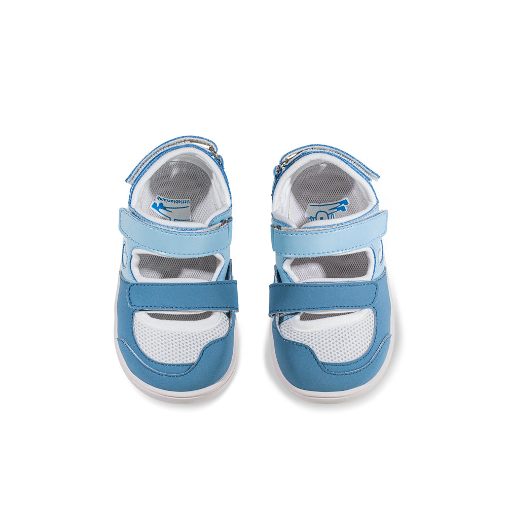 beaming baby soft sole double velcro strap walking shoes all blue 4