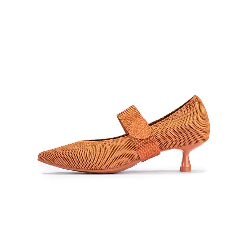 Belle Detachable Strap Mary Jane Heels – Pointed Toe Knit Kitten Heels
