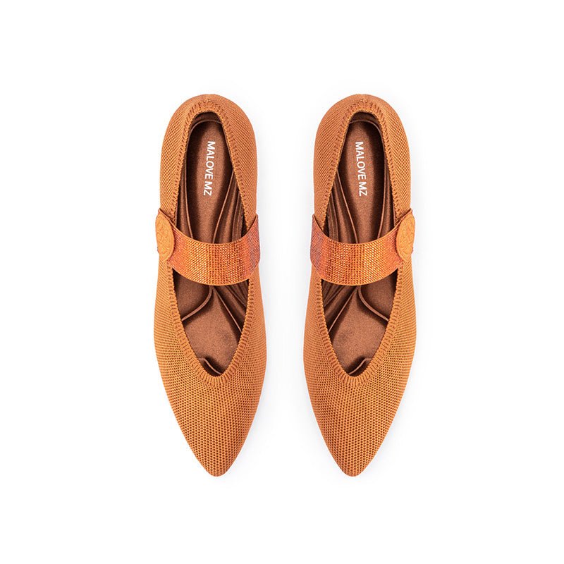 Belle Detachable Strap Mary Jane Heels – Pointed Toe Knit Kitten Heels