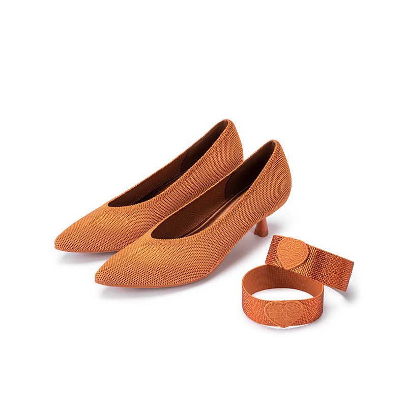 Belle Detachable Strap Mary Jane Heels – Pointed Toe Knit Kitten Heels