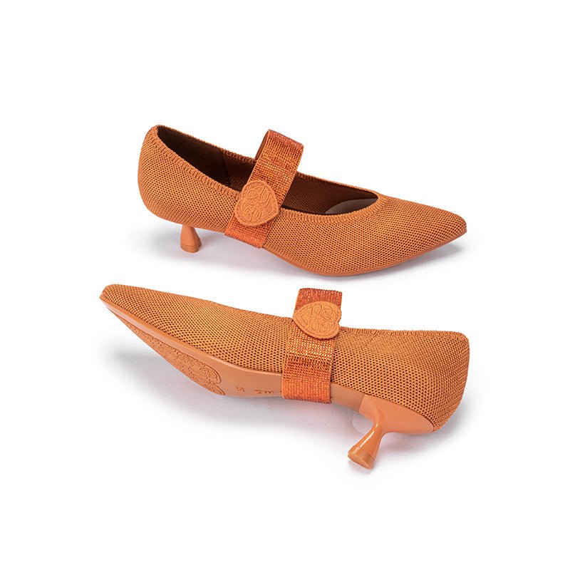 Belle Detachable Strap Mary Jane Heels – Pointed Toe Knit Kitten Heels