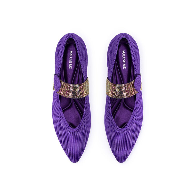 Belle Detachable Strap Mary Jane Heels – Pointed Toe Knit Kitten Heels