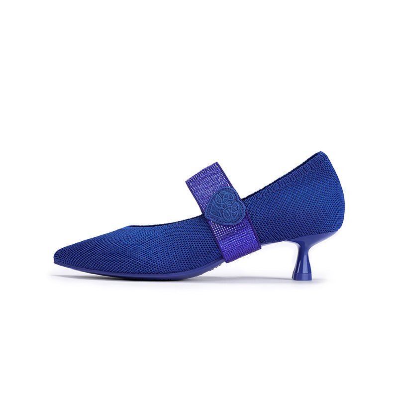 Belle Detachable Strap Mary Jane Heels – Pointed Toe Knit Kitten Heels