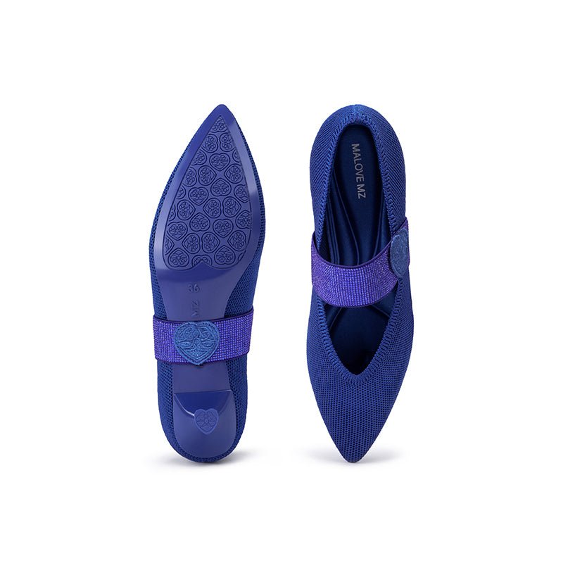 Belle Detachable Strap Mary Jane Heels – Pointed Toe Knit Kitten Heels