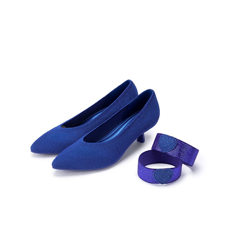Belle Detachable Strap Mary Jane Heels – Pointed Toe Knit Kitten Heels