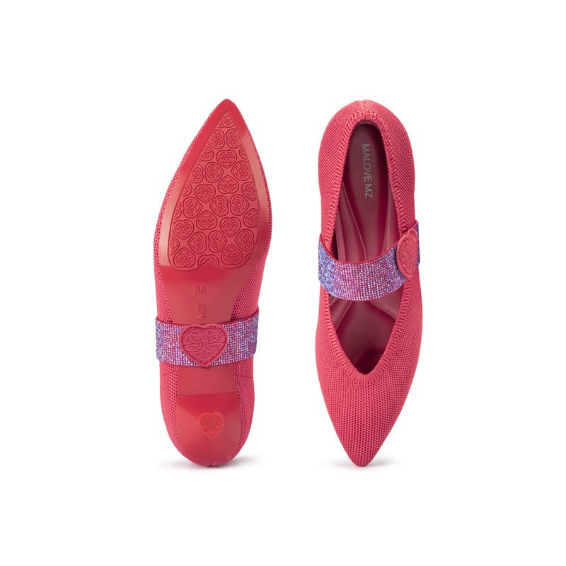 Belle Detachable Strap Mary Jane Heels – Pointed Toe Knit Kitten Heels