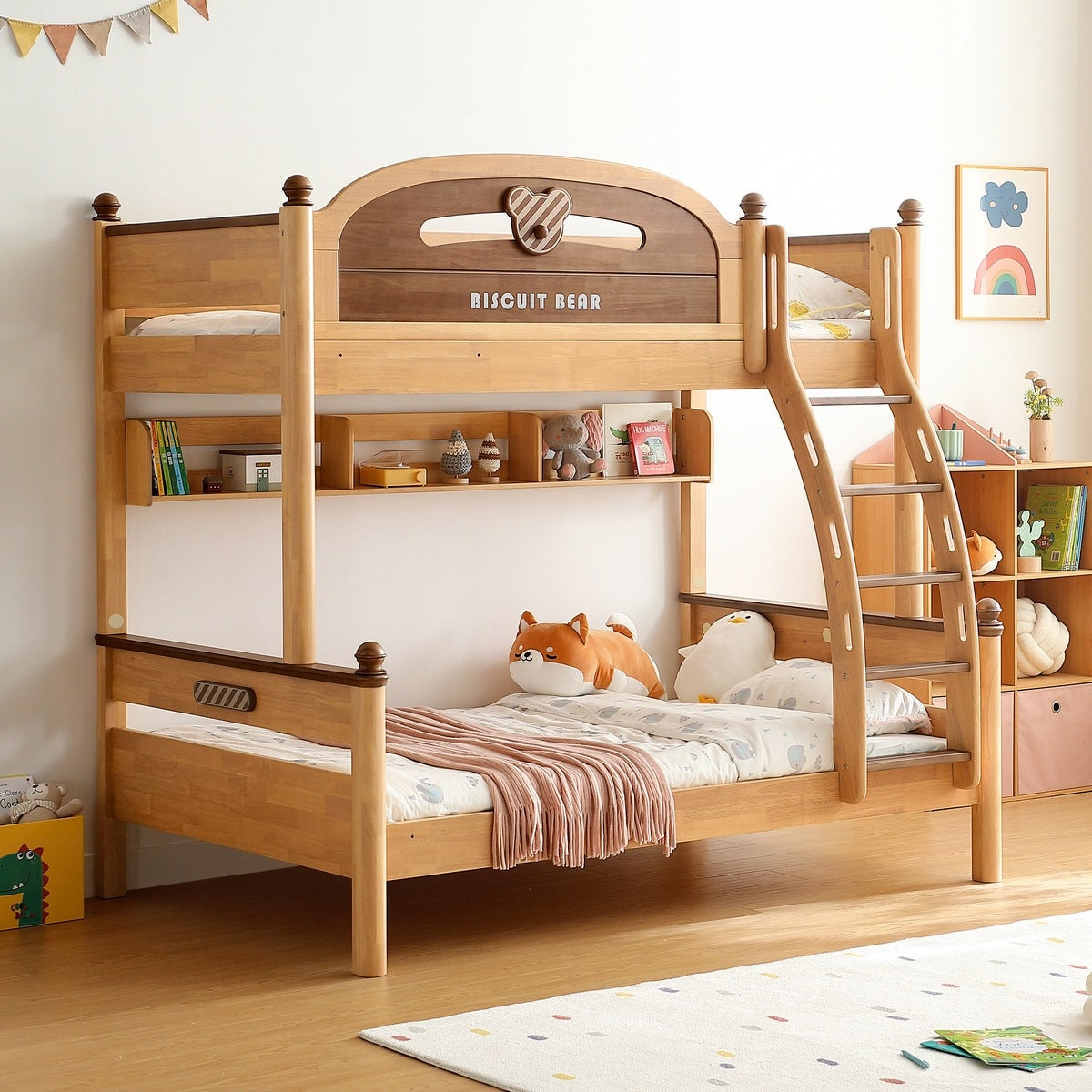 biscuit bear bunk bed with foam mattress for children all natural 2