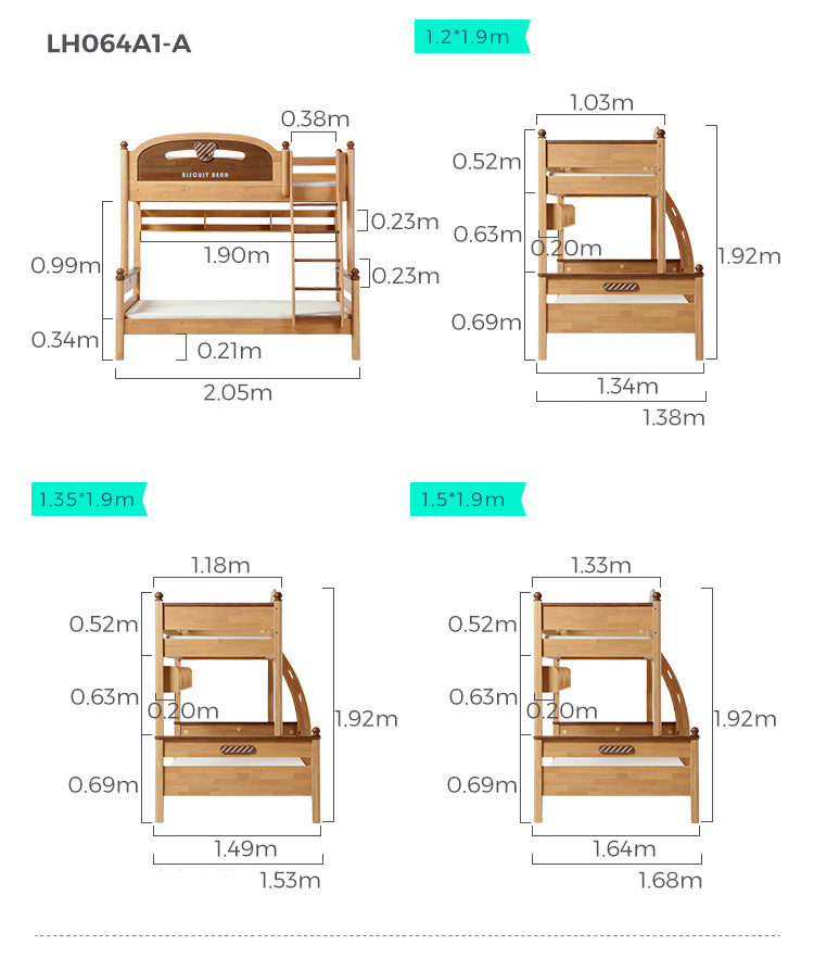 biscuit bear bunk bed with foam mattress for children all natural 8