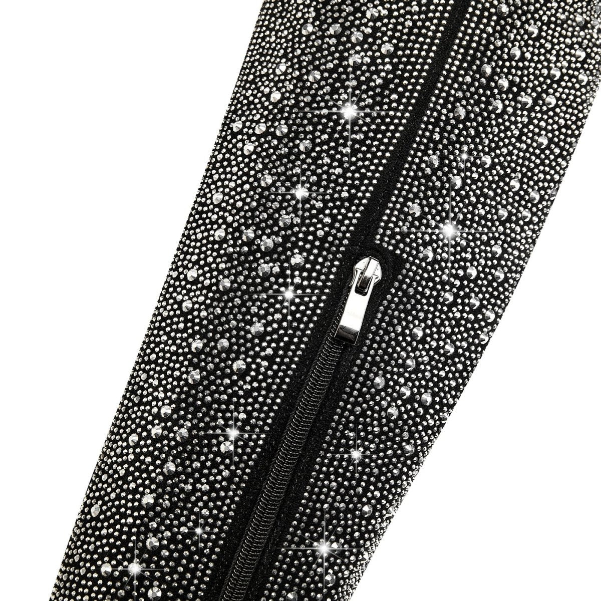 Black and Silver Embellished Knee High Boots - 0cm