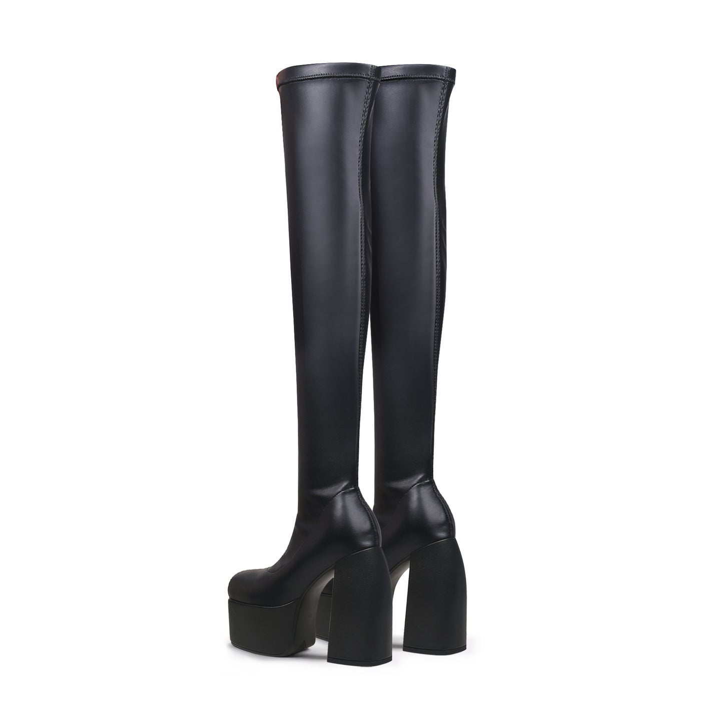 black cyberpunk knee high boots all black 4