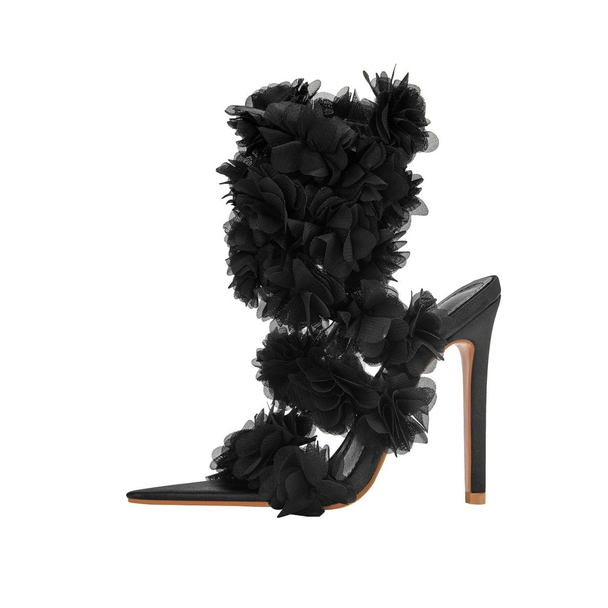 Black Furry Strappy Sandals - 0cm