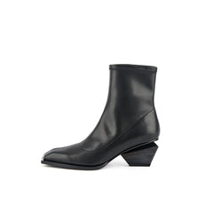 Black High Ankle Leather Boots