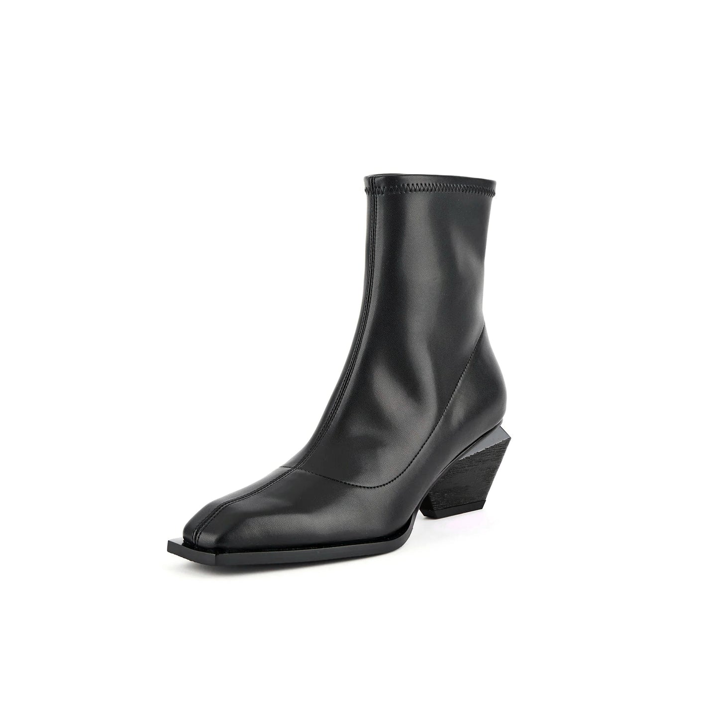 black high ankle leather boots all black 2