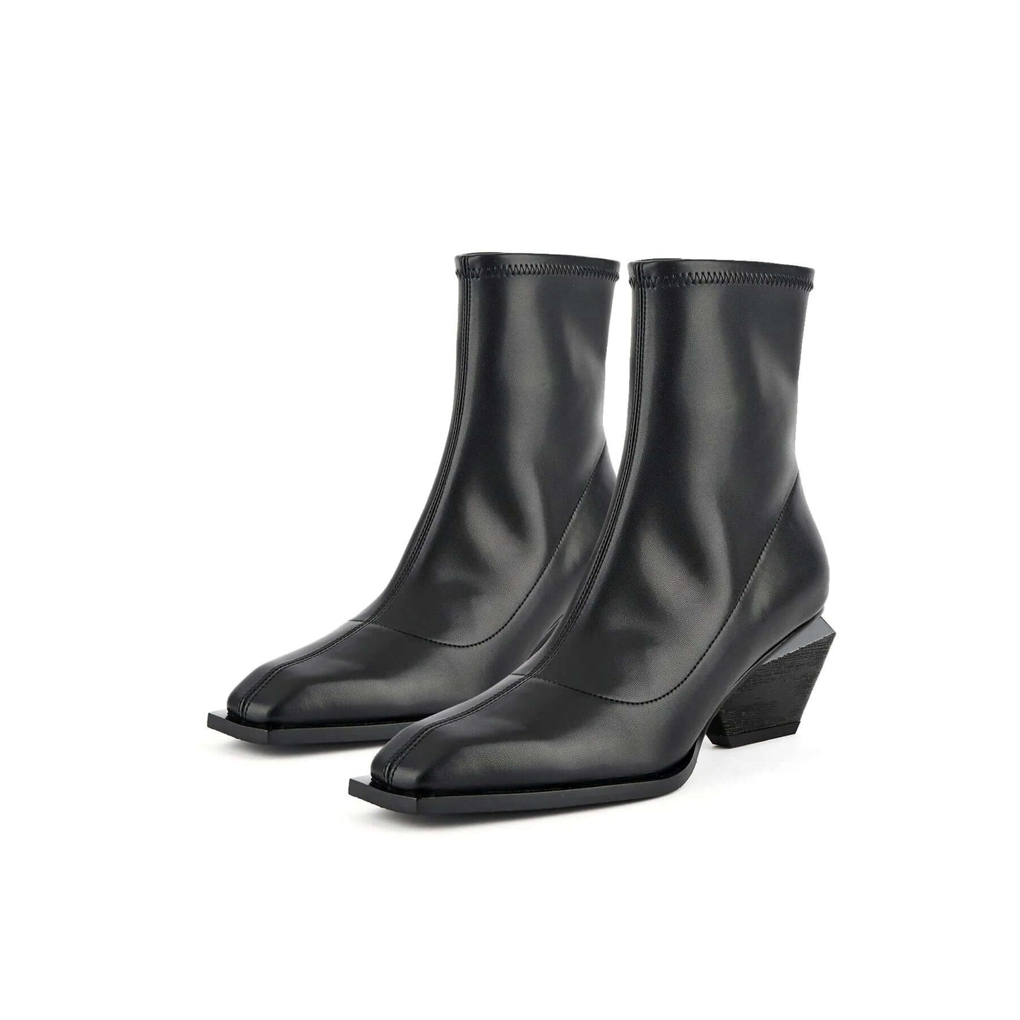 black high ankle leather boots all black 7