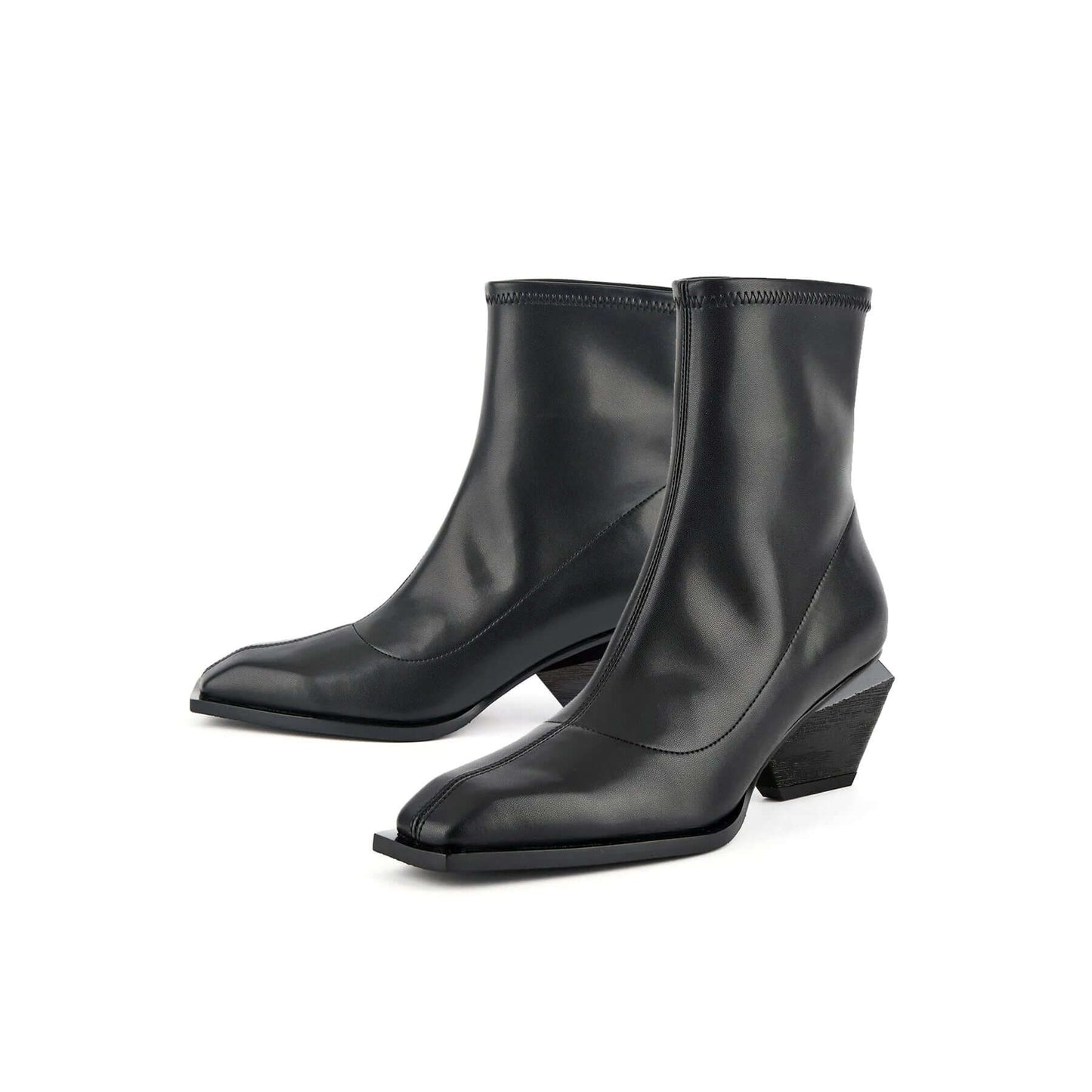 black high ankle leather boots all black 8