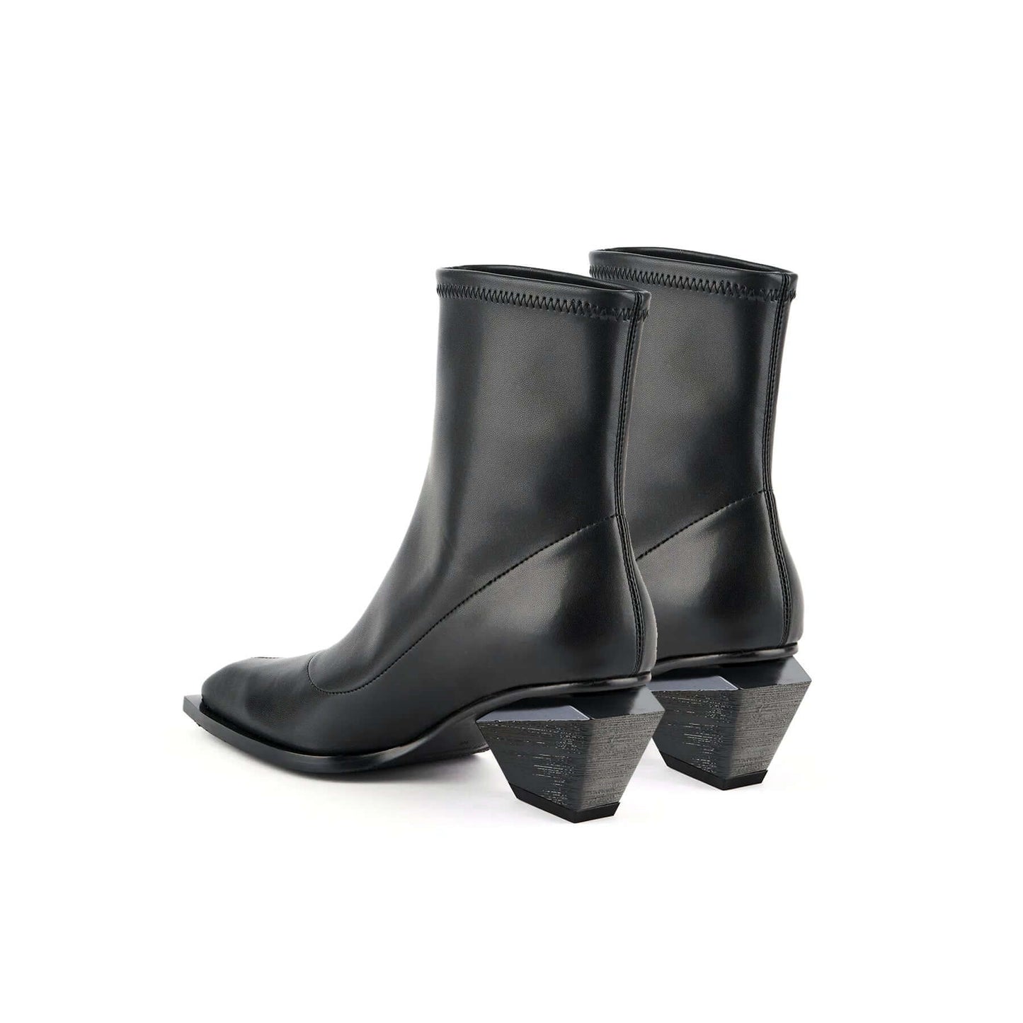 black high ankle leather boots all black 9