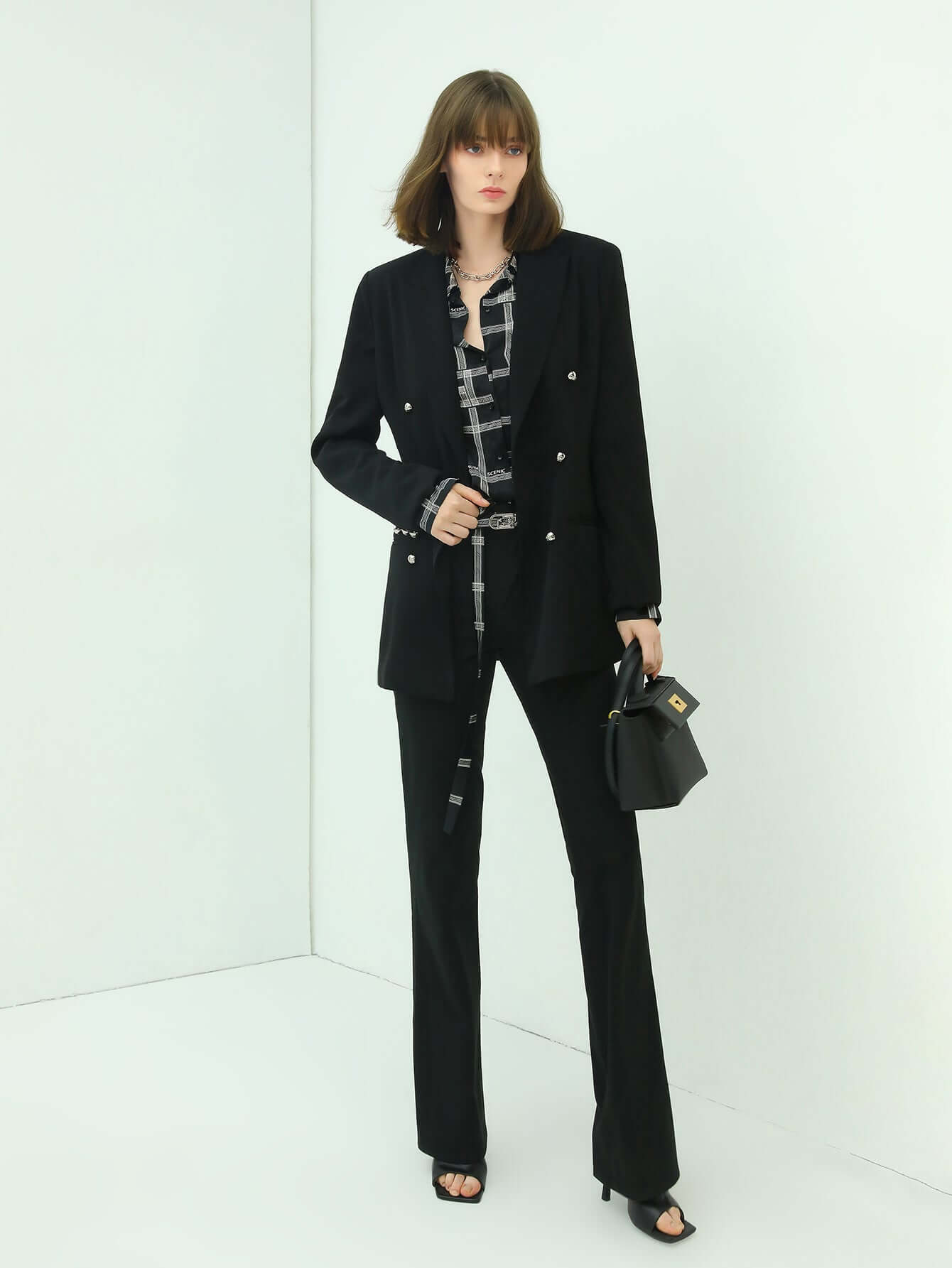 black high waisted flare pants all black 2