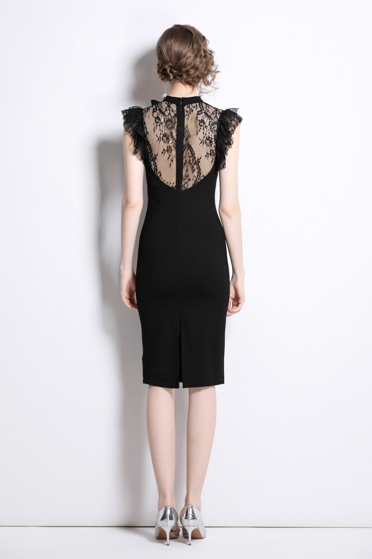 black lace bodycon sexy roman dress all black 4