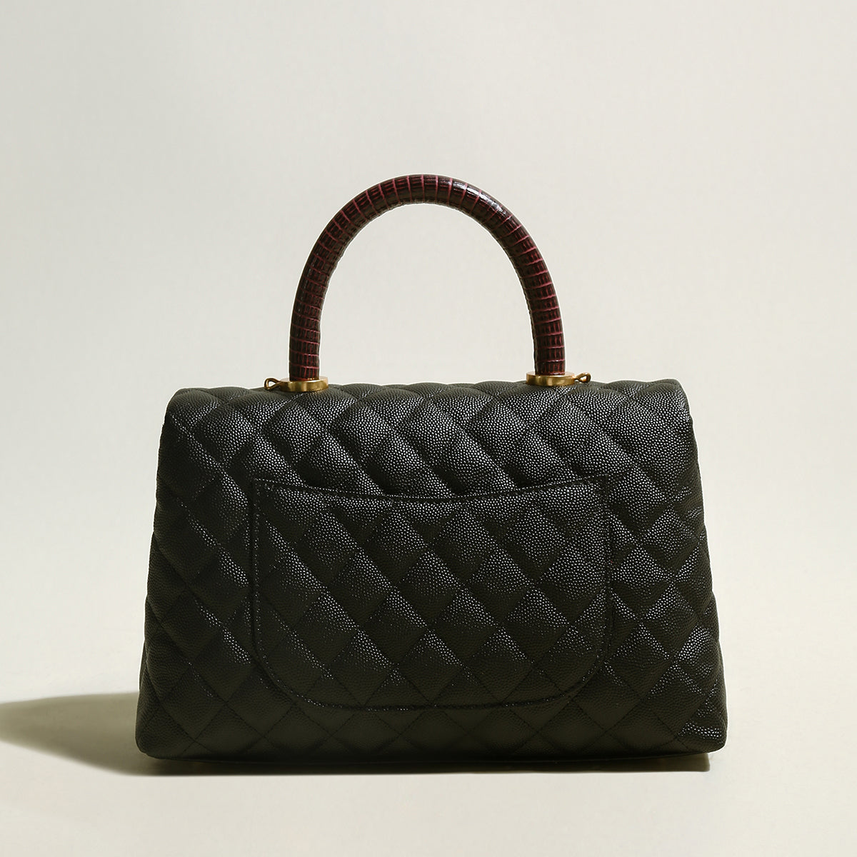 Black Quilted Chainstrap Top Handle