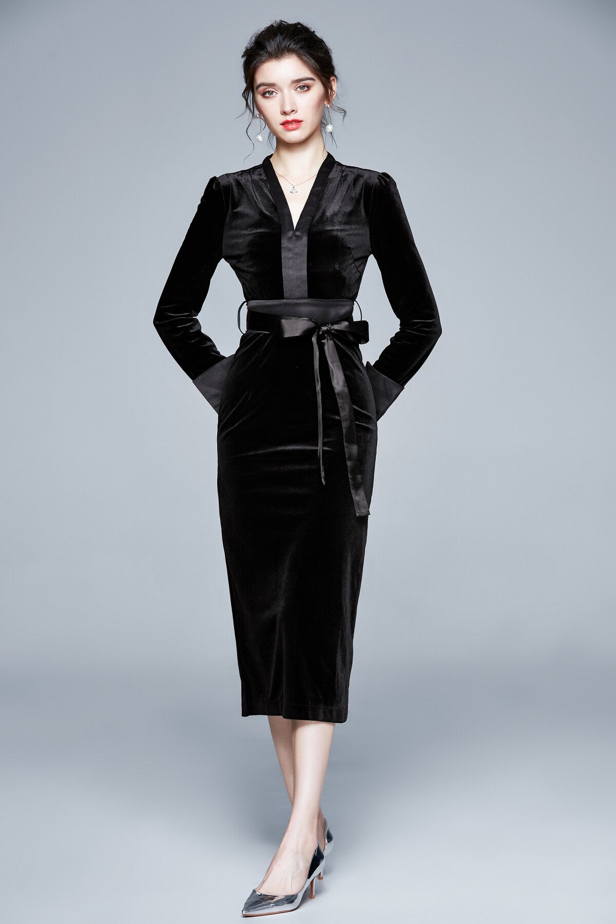 black velvet kimono dress all black 2