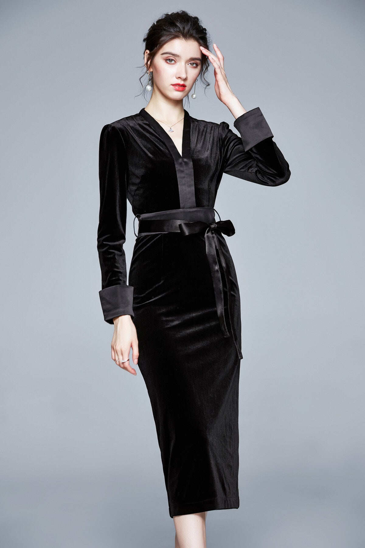 black velvet kimono dress all black 3