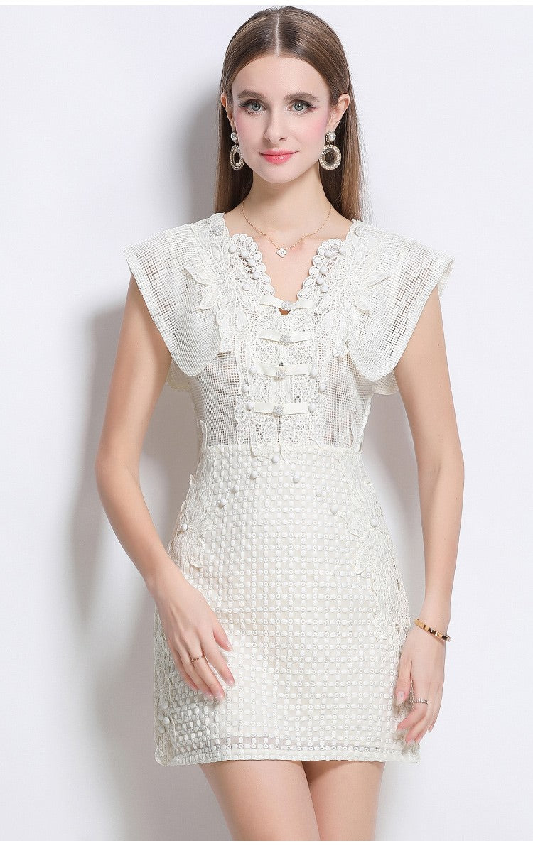 blanche romantic cap sleeve lightweight dress all white 2