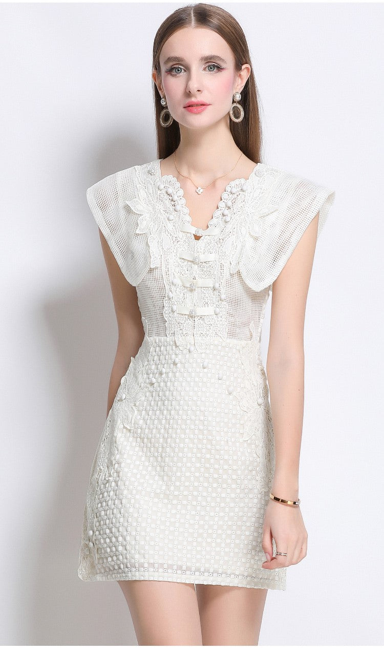blanche romantic cap sleeve lightweight dress all white 4