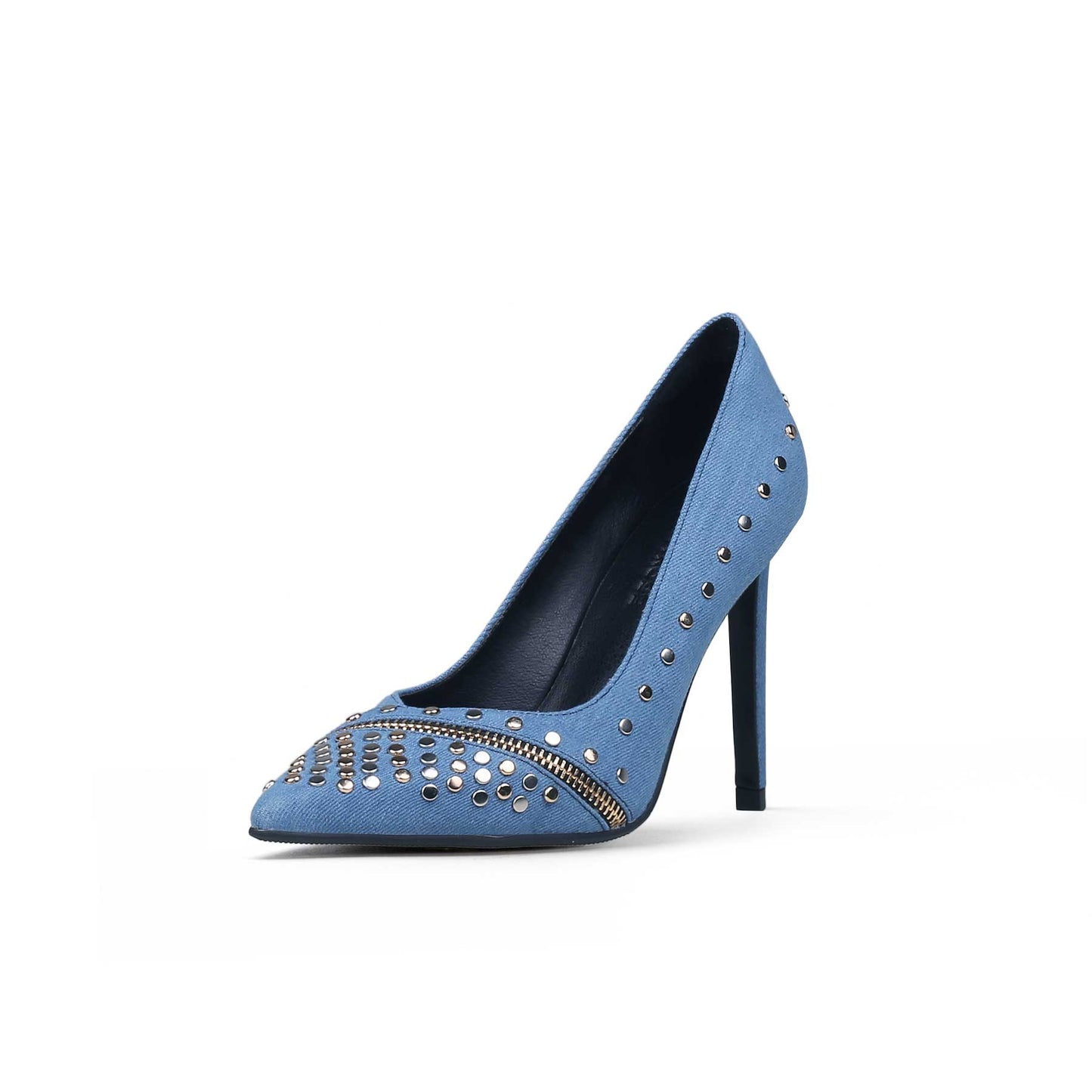 bling denim pointed toe pumps all blue 2