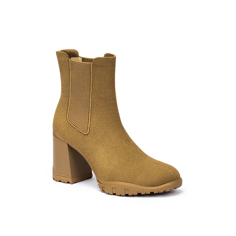 Block Heel Chelsea Boots – Knit Ankle Boots