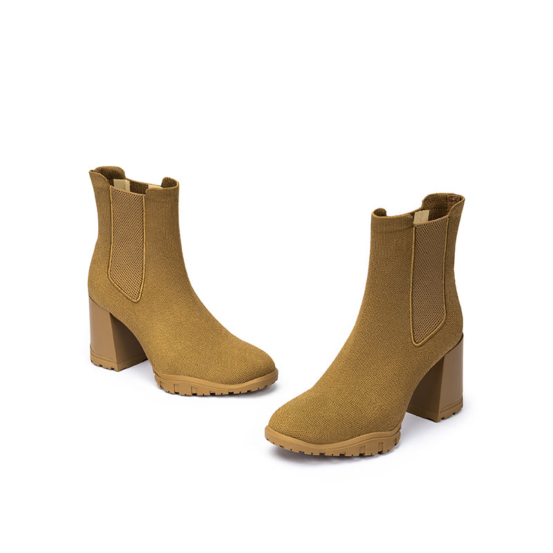 Block Heel Chelsea Boots – Knit Ankle Boots