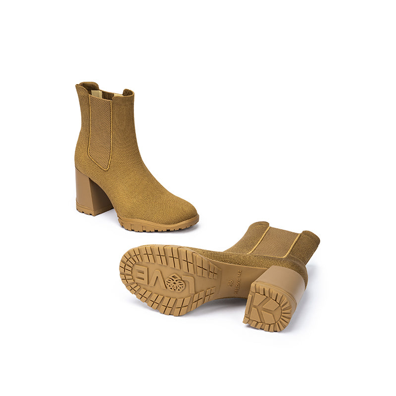 Block Heel Chelsea Boots – Knit Ankle Boots