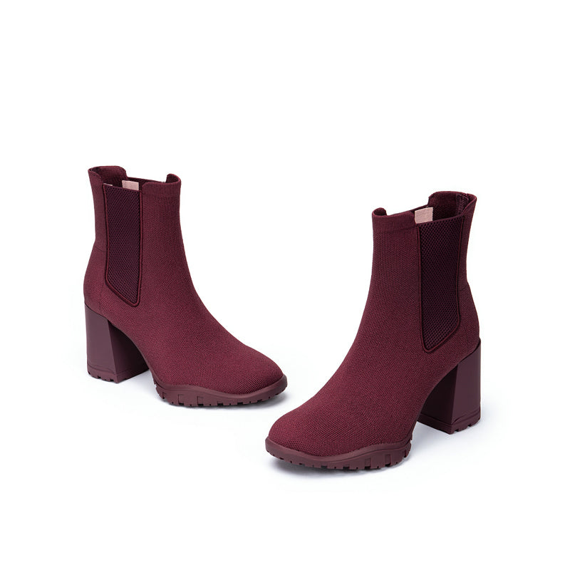 Block Heel Chelsea Boots – Knit Ankle Boots