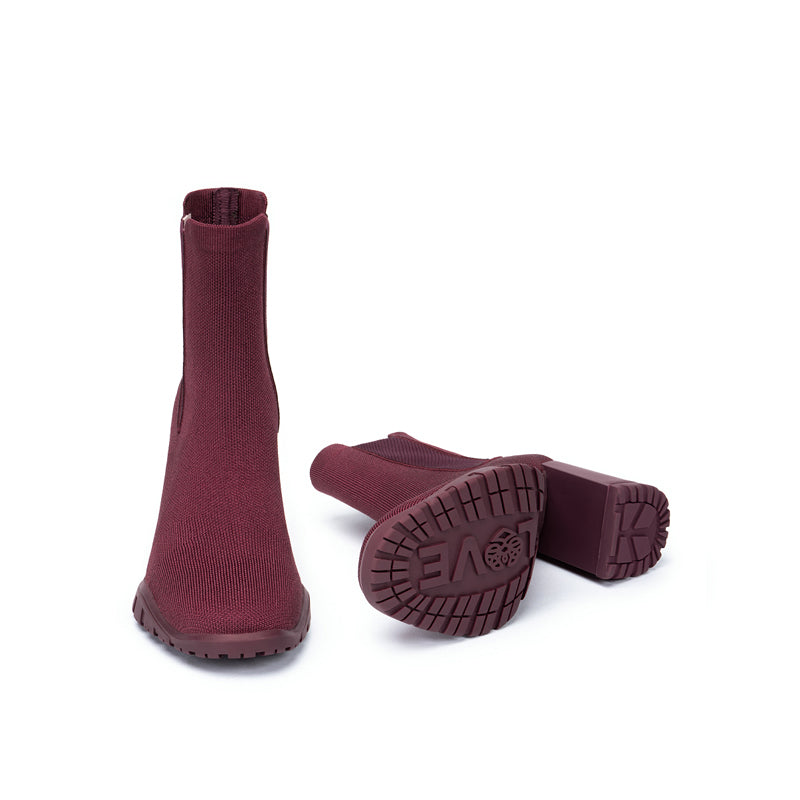 Block Heel Chelsea Boots – Knit Ankle Boots