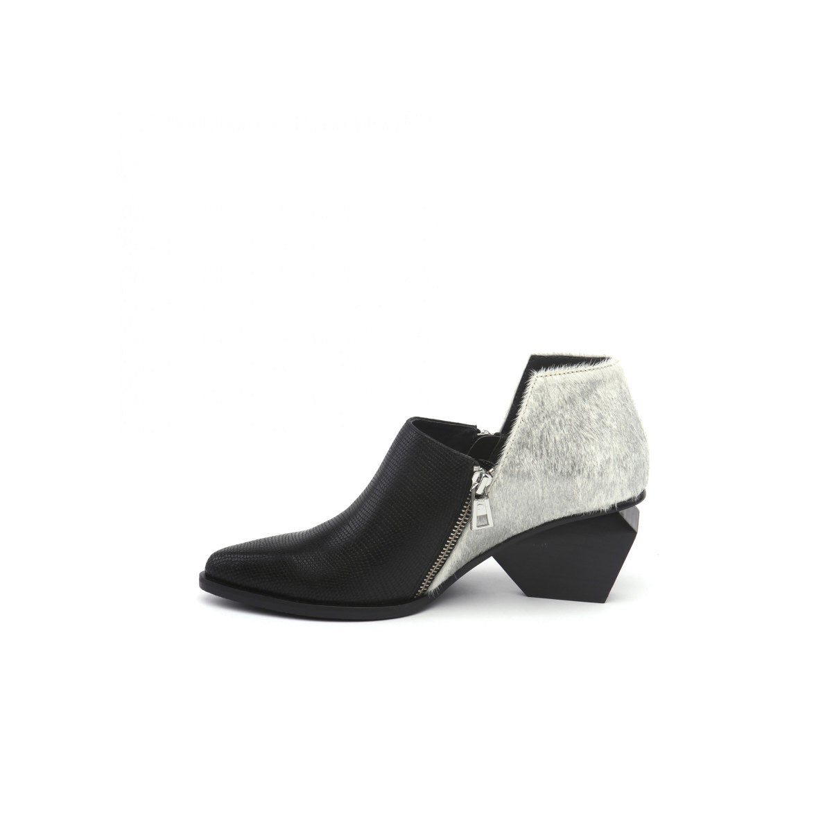 block heel leather ankle boots all silver 1