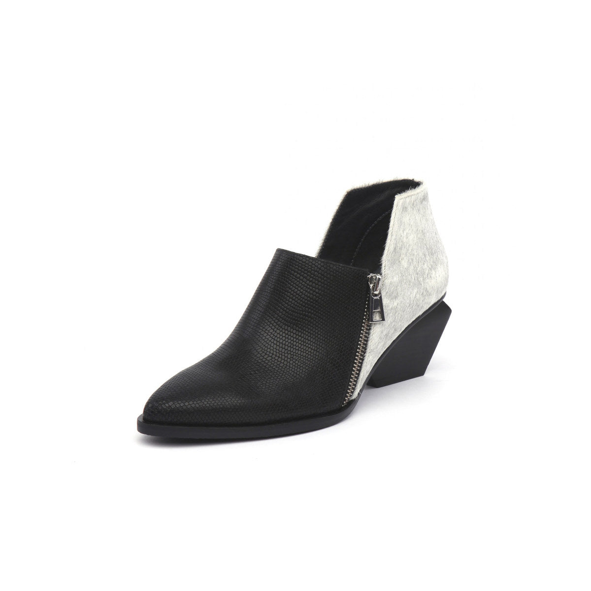 block heel leather ankle boots all silver 2
